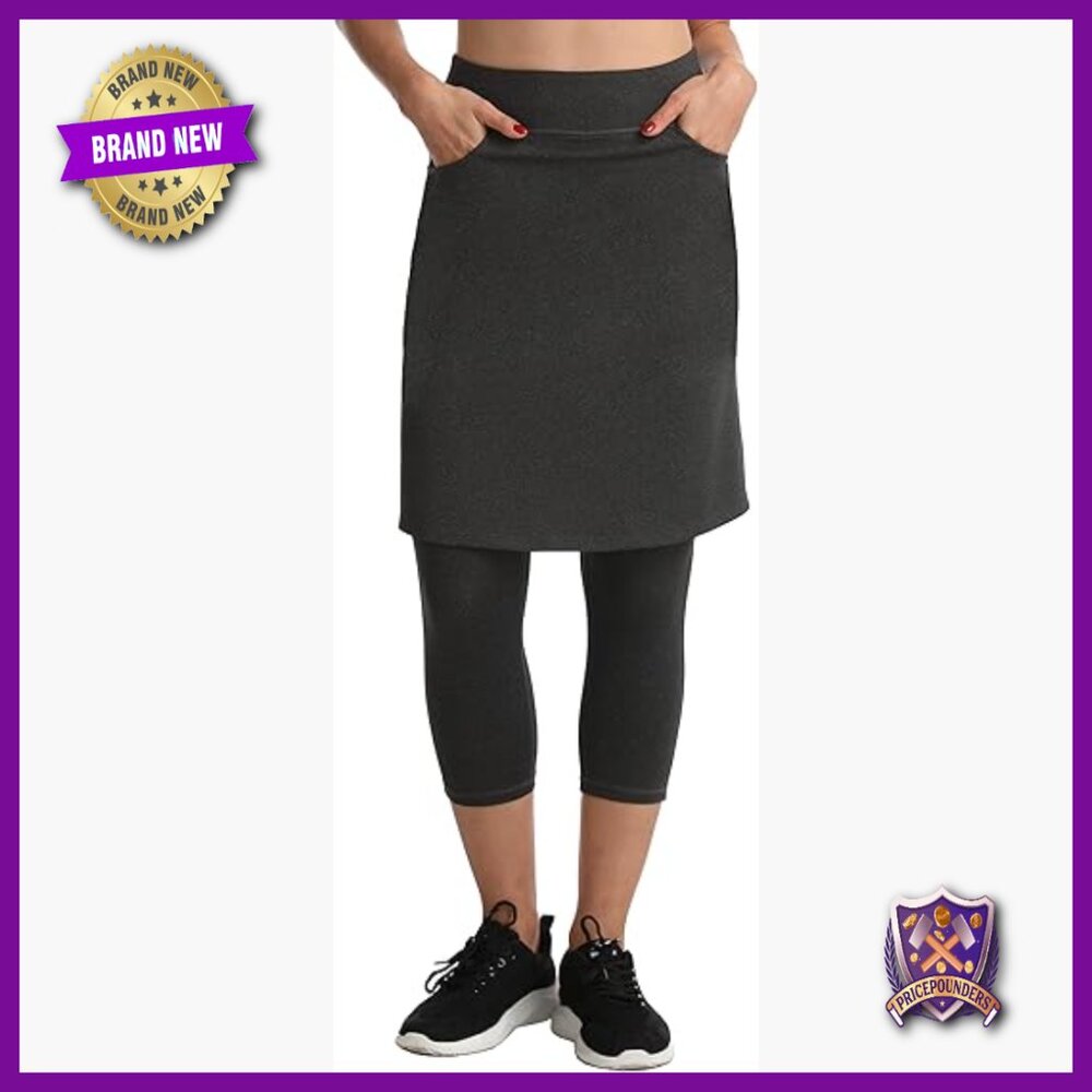 High Waist Athletic Skort with Attached Leggings, 2 Pockets, UPF 50+